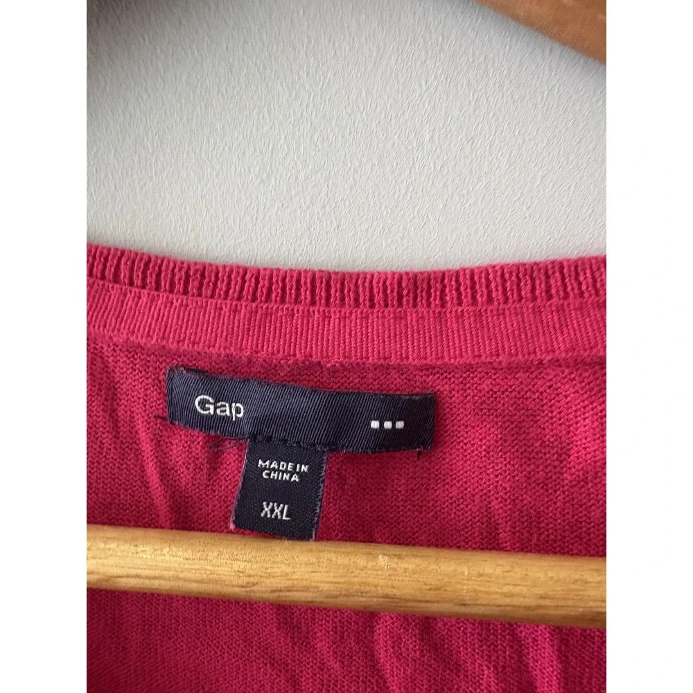 Gap Cardigan Sweater Womens XXL Pink Crewneck Button Front Long Sleeve Knit
